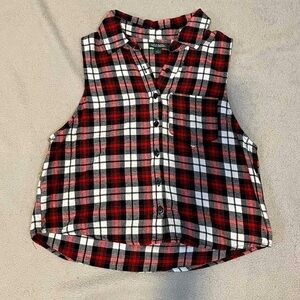 Plaid collared tank top